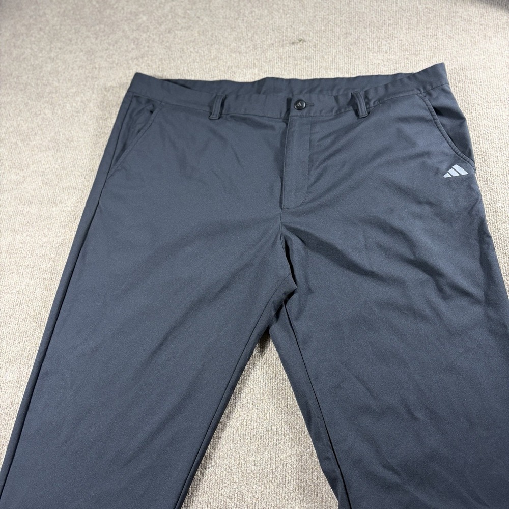 Adidas Pants Performance Black Mens Size 40x 30 Golf Casual Logo Pockets Stretch - Picture 2 of 9